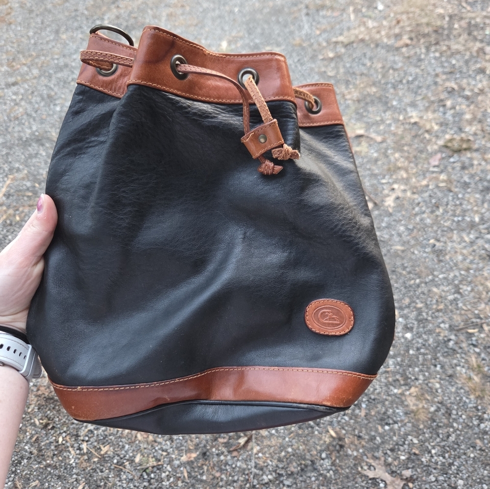 Coach Black and Brown Leather Bucket Bag